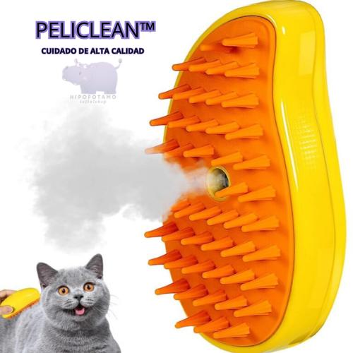 PELICLEAN_™ Cepillo Automático Gatos Vapor 3 en 1